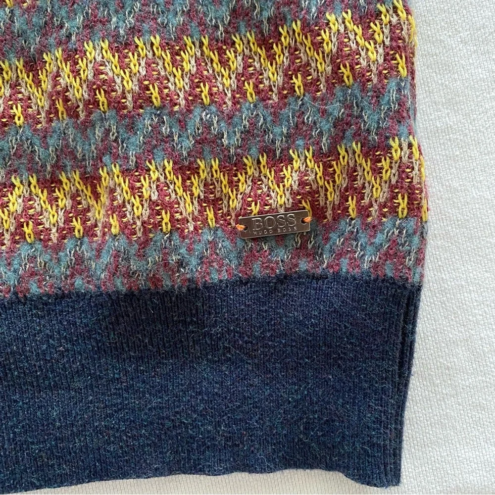 Hugo Boss Multicolor Crew Neck Sweater Size S Wool Blend Alpaca Cotton Fall